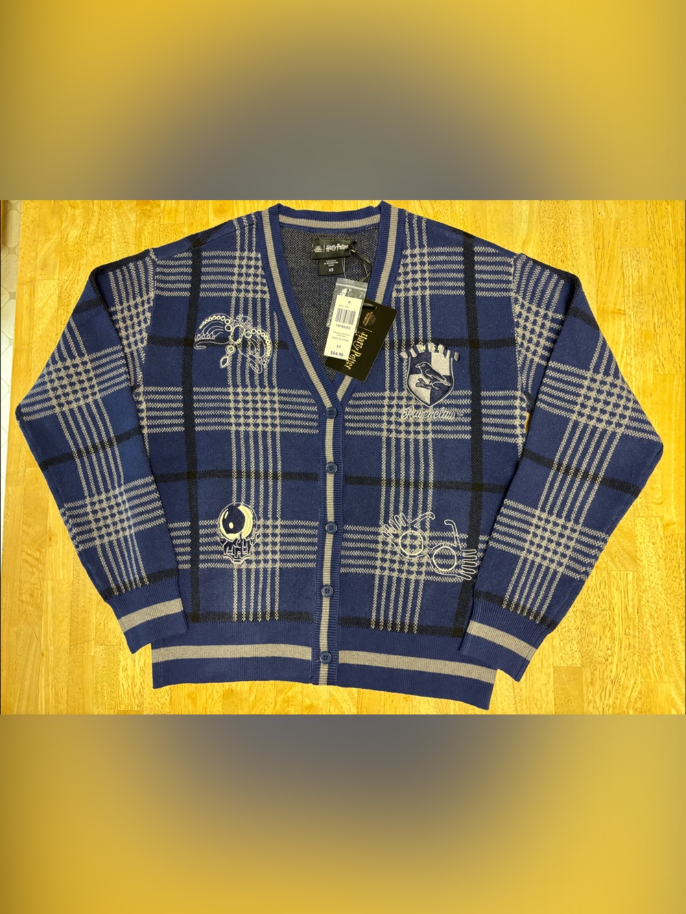 NWT BoxLunch Harry Potter Ravenclaw Plaid Cardigan Sweater Wizarding World XS